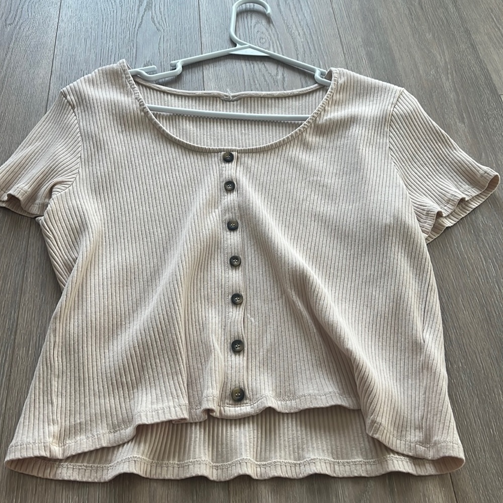 cream ribbed with buttons